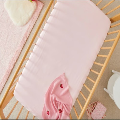Stonewashed Cotton Marshmallow Pink Baby Fitted Sheets 2pk